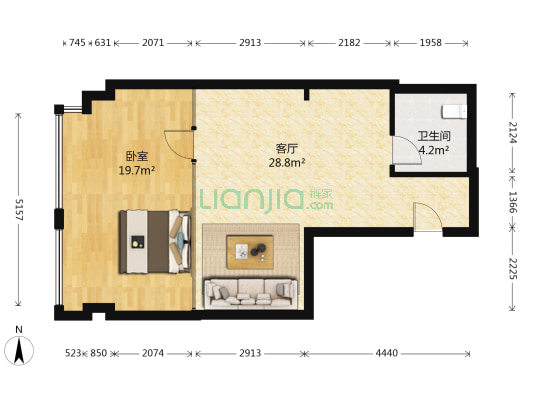 东环国际大厦 1室1厅1卫 73平方