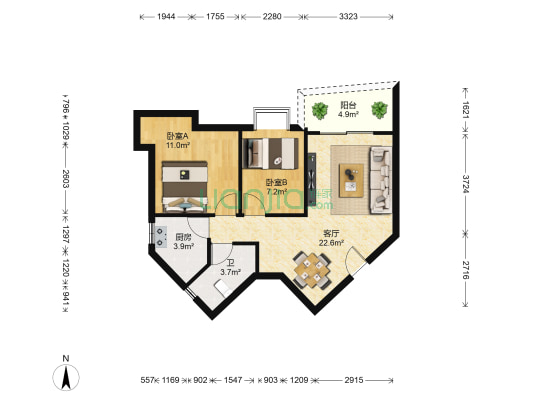 万寿雅苑 2室1厅1卫 71平方