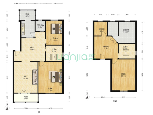 中兴花园(瑶海区) 3室2厅2卫 116平方