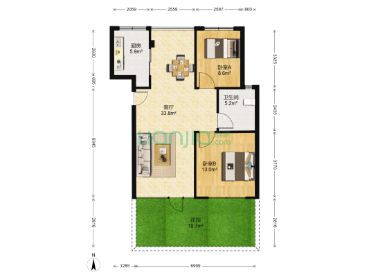 南山世纪名园四期 2室1厅1卫 80平方