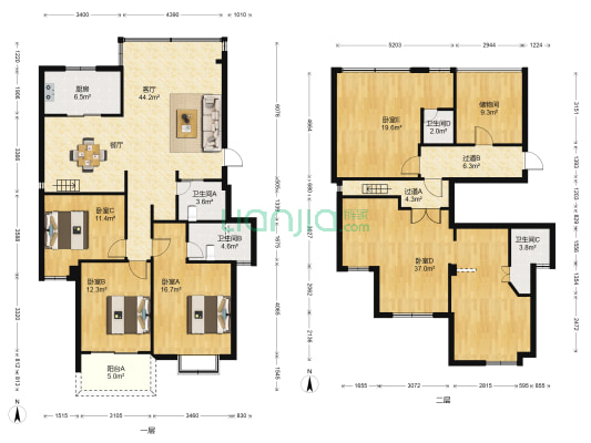 美域东方 5室1厅4卫 121平方