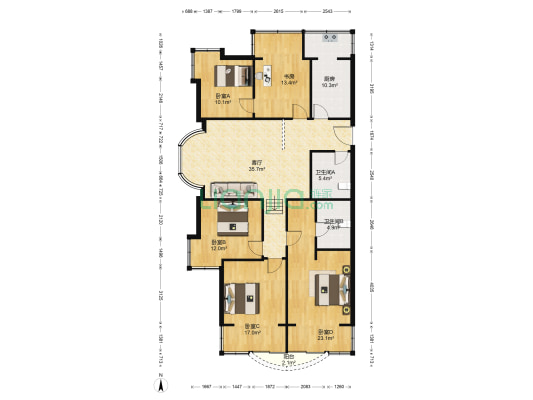 青莎阁 5室1厅2卫 173平方