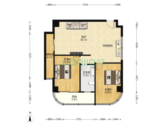 迎宾大厦 2室1厅1卫 112平方