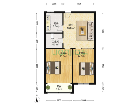 永年路 2室1厅1卫 74平方