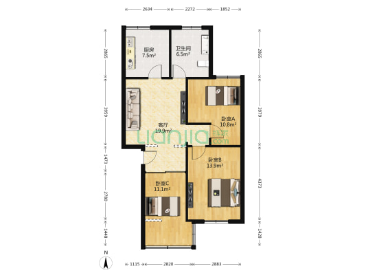 北干二苑 3室1厅1卫 85平方