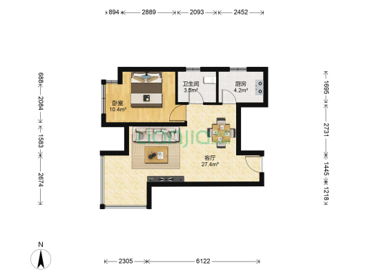保利茉莉公馆 1室1厅1卫 62平方