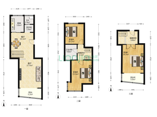 锦辉绿园 3室2厅3卫 137平方
