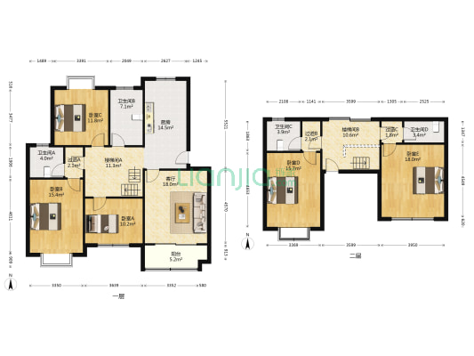 泰东公寓 5室1厅4卫 190平方