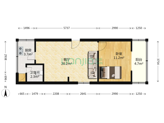 贵州日报社宿舍楼 1室1厅1卫 49平方