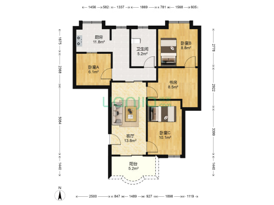 紫林居 4室1厅1卫 71平方