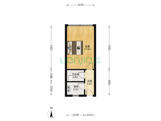 阳信路小区 1室0厅1卫 34平方