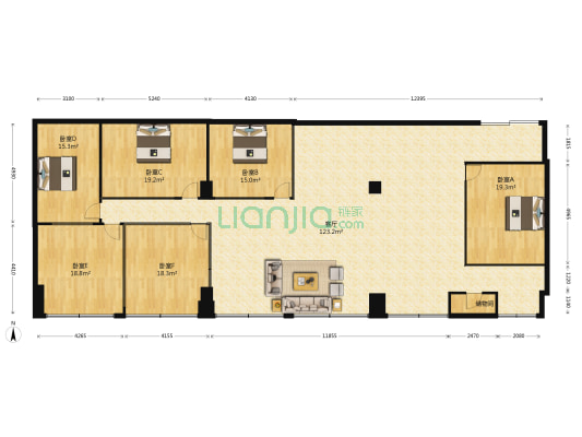 新府银座 6室1厅0卫 319平方