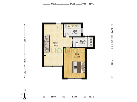 阳泉路40弄 1室1厅2卫 50平方