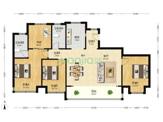 荣安玖樾庄 4室1厅2卫 144平方