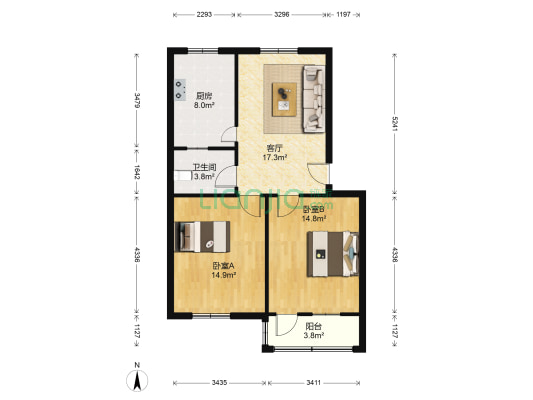 豫中置业 2室1厅1卫 76平方