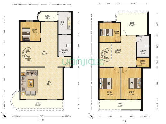 兴蓉北街2号 4室2厅2卫 210平方
