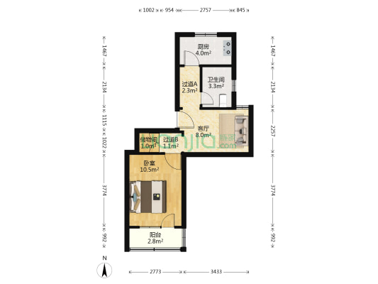 曲沃路321弄昌盛苑 1室1厅1卫 43平方