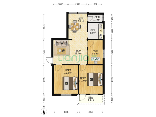 水利局驻邕生活区 3室2厅1卫 66平方