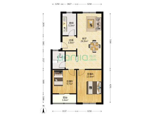 面粉厂联建楼 2室1厅1卫 75平方