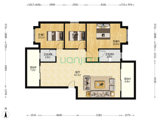 福林盛景 3室1厅2卫 112平方