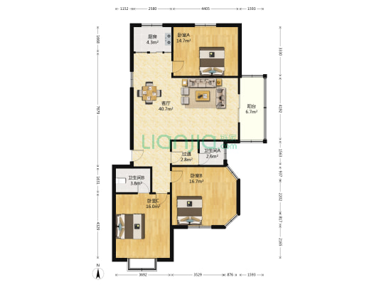 水岸名宅 3室1厅2卫 127平方