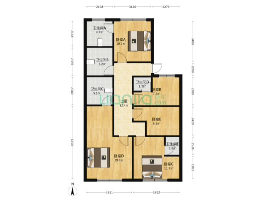 旭日北大道 5室0厅5卫 468平方