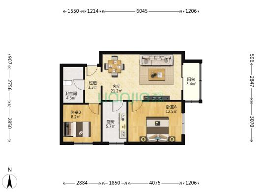 兰州国资物业第一家园 2室1厅1卫 78平方