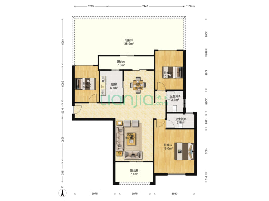 雅居乐新城岚晴湾畔 3室2厅2卫 133平方