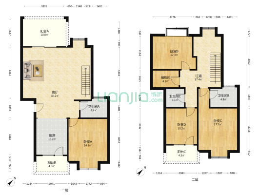 漫草园二期 4室1厅3卫 187平方