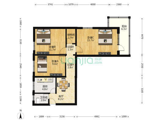 西直门南大街西区 3室1厅1卫 86平方