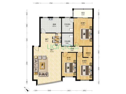 信苑 3室2厅2卫 139平方