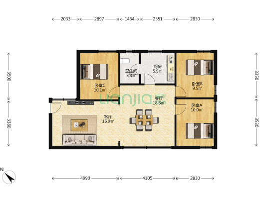 昌盛花园(金湾区) 3室2厅1卫 85平方