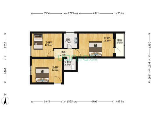 交大东路38号院 3室0厅1卫 60平方