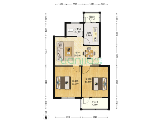 郑州轻工业民族职业学院家属院 2室1厅1卫 73平方