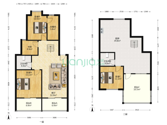 丁香公馆 4室1厅2卫 150平方