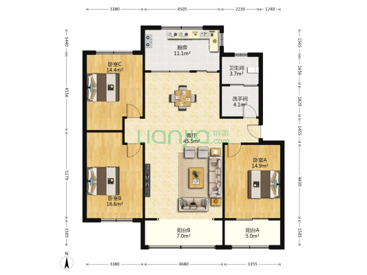 检察院家属院 3室1厅2卫 151平方