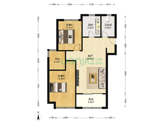 象屿大宁悦府 3室1厅1卫 88平方