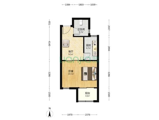 石埠湾秋山苑 1室1厅1卫 49平方