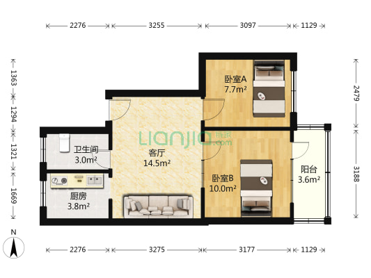 国师街小区东区 2室1厅1卫 53平方