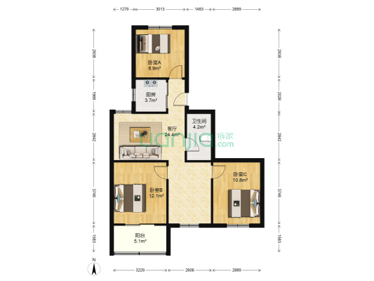 春江阁 3室1厅1卫 85平方
