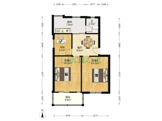 江南东路 3室1厅1卫 67平方
