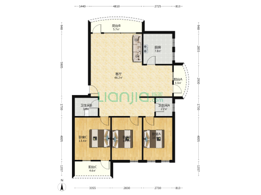 金穗楼 3室1厅2卫 113平方
