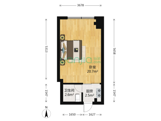 三山大厦 1室0厅1卫 40平方
