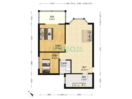 新柳苑 2室1厅1卫 85平方