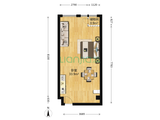 园博湾上 1室0厅0卫 52平方