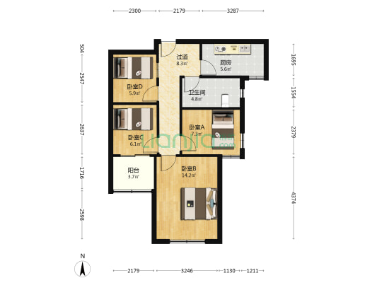 协和家园 4室0厅1卫 78平方