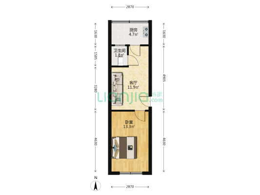 北极桃源新村 1室1厅1卫 40平方