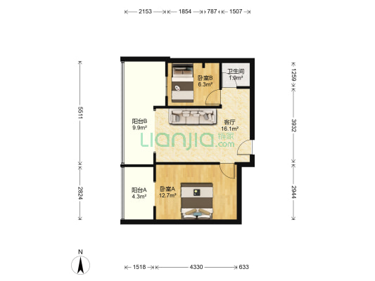 清滨花园 2室1厅1卫 73平方