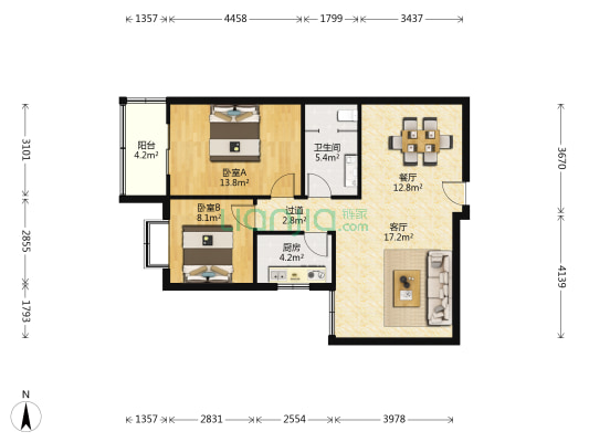 水泥制管厂家属院 2室2厅1卫 90平方