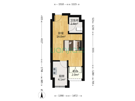 同景国际城U组团 1室0厅1卫 31平方
